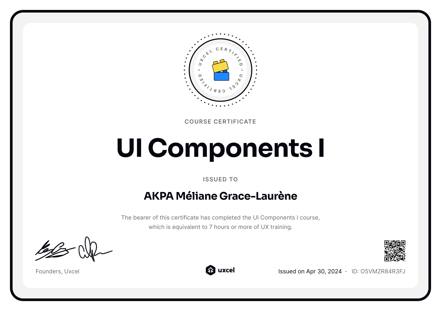 AKPA Méliane Grace-Laurène's certificate